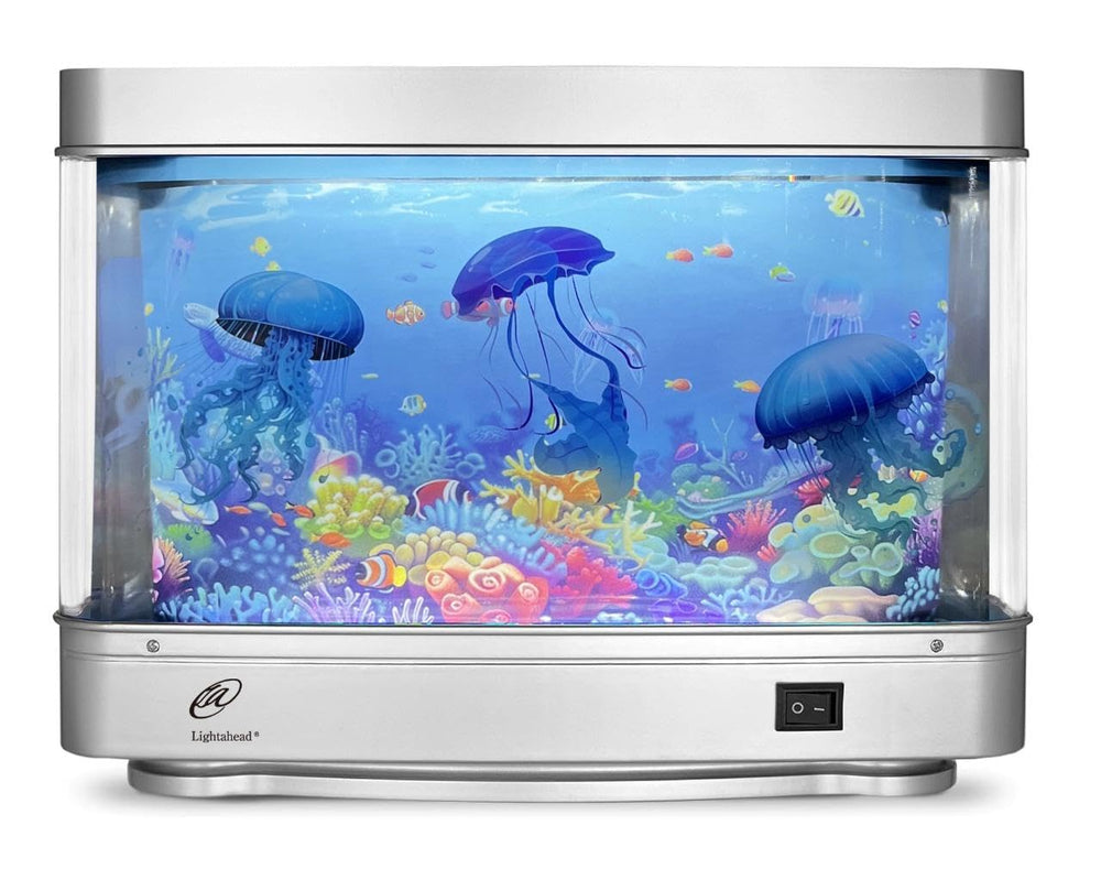 Lightahead artificial jellyfish aquarium close-up glow creates a calming night light ambiance.