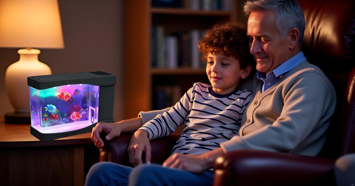 Lightahead battery-powered aquarium offers portable decor without cords.