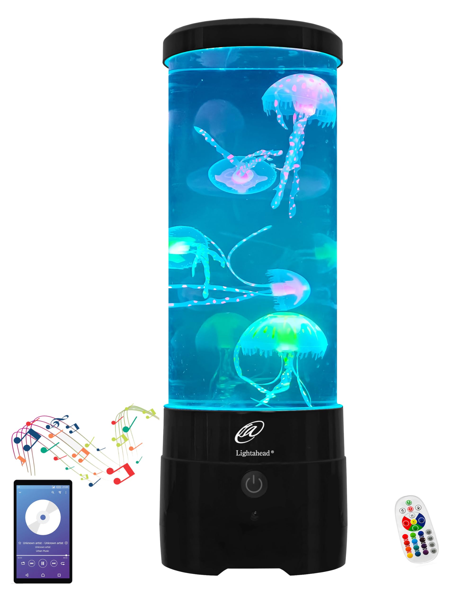 Lightahead jellyfish lamp top view shows calming motion for ambient relaxation.