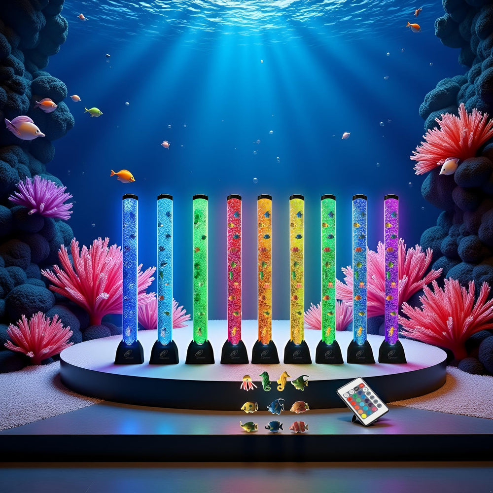 Lightahead sensory aquarium lamp shown in a living room setting for home decor