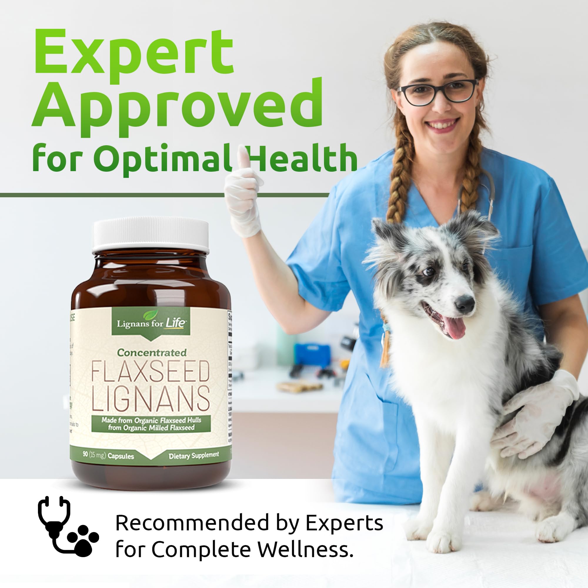 Lignans For Life high-fiber flaxseed textures — fiber-rich capsules supporting regularity and wellness.