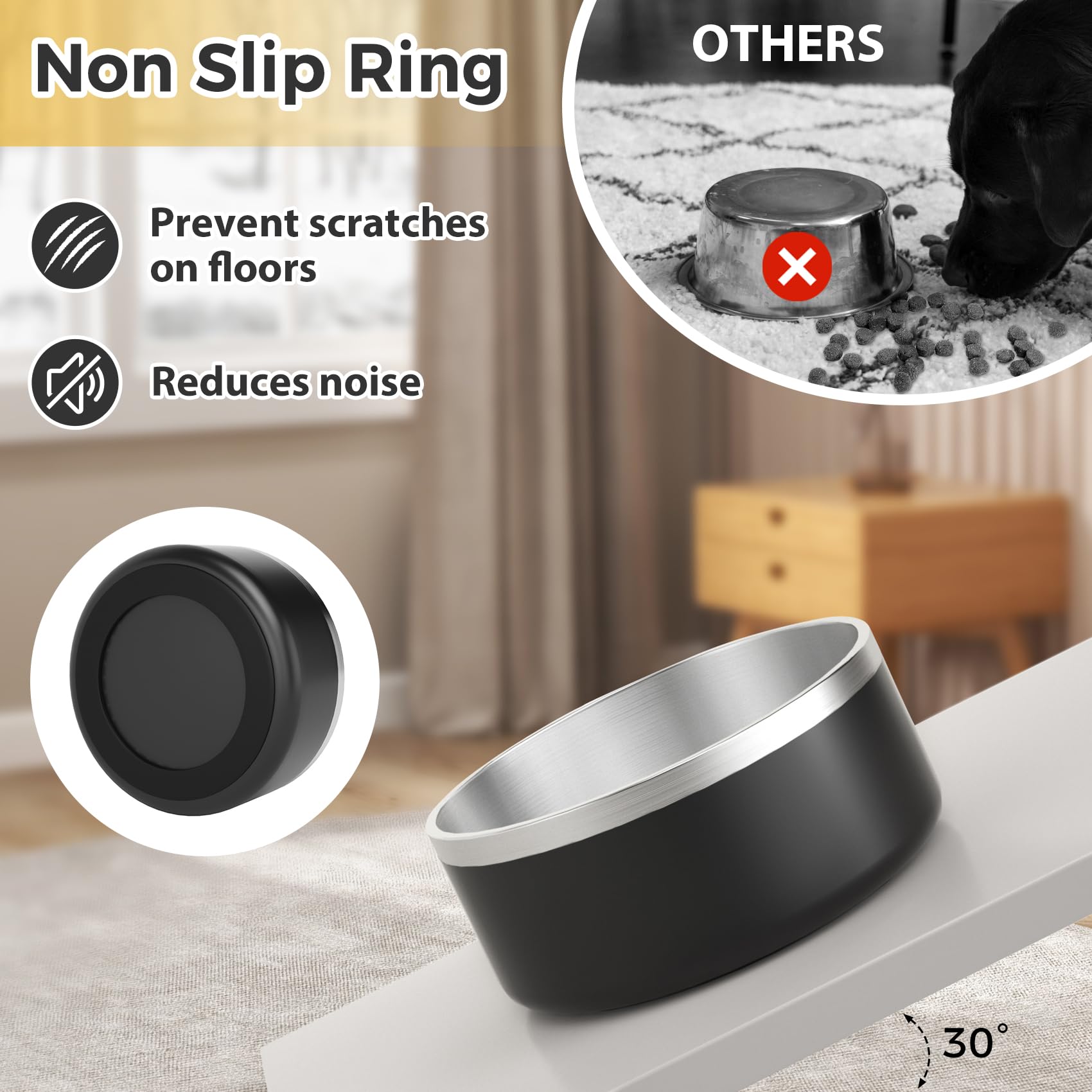 LIHOOOOM dog bowl in use demonstrates stable feeding during busy days.