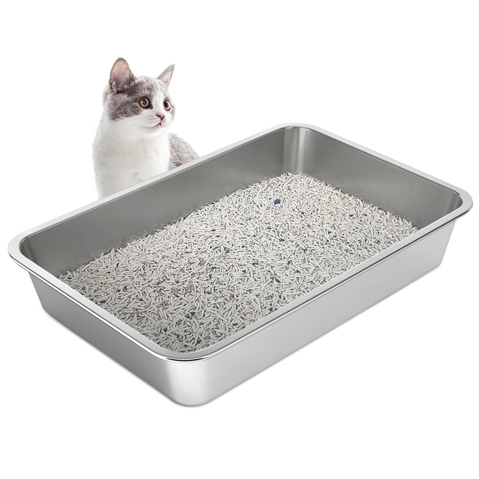 LIHONG stainless steel cat litter box — overall view for large cats