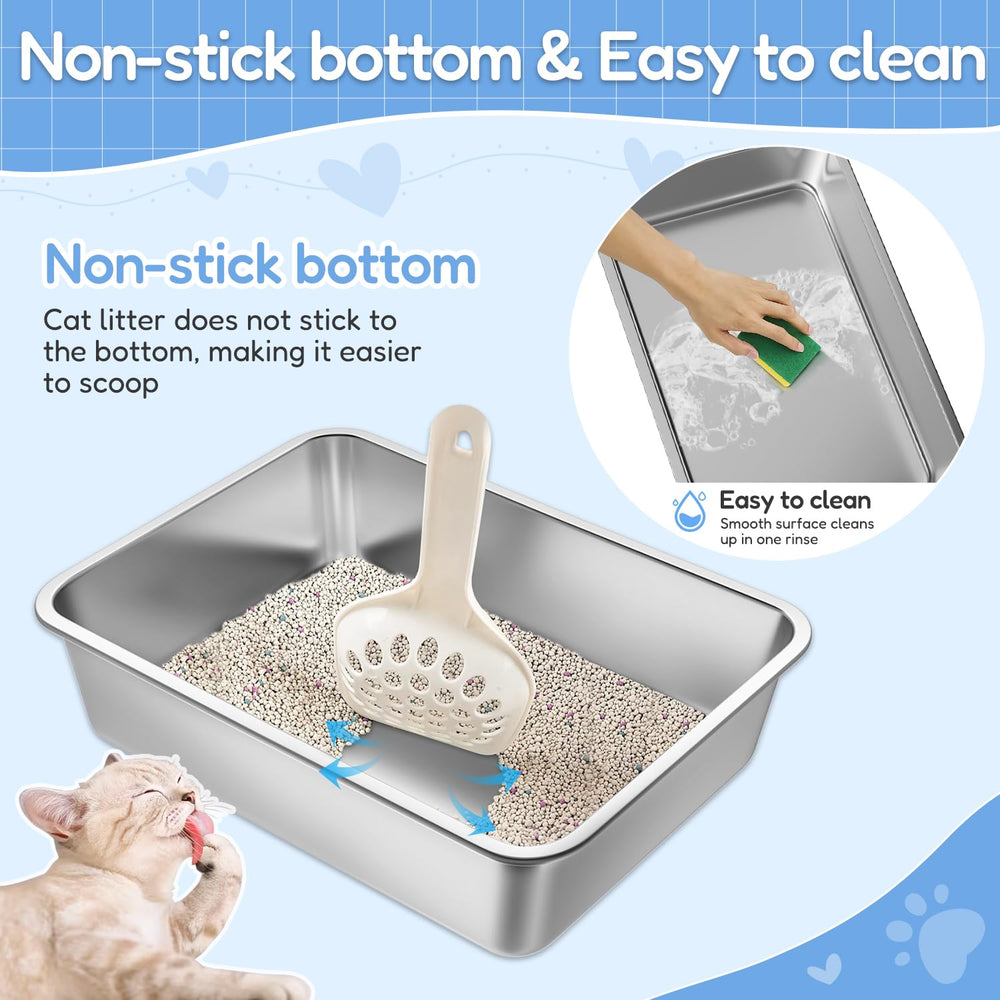 LIHONG stainless steel cat litter box low entry design aids easy entry for seniors