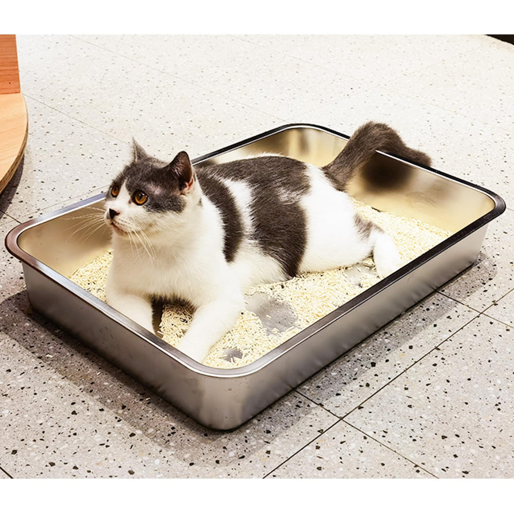 LIHONG stainless steel cat litter box odor free design minimizes lingering smells between cleanups