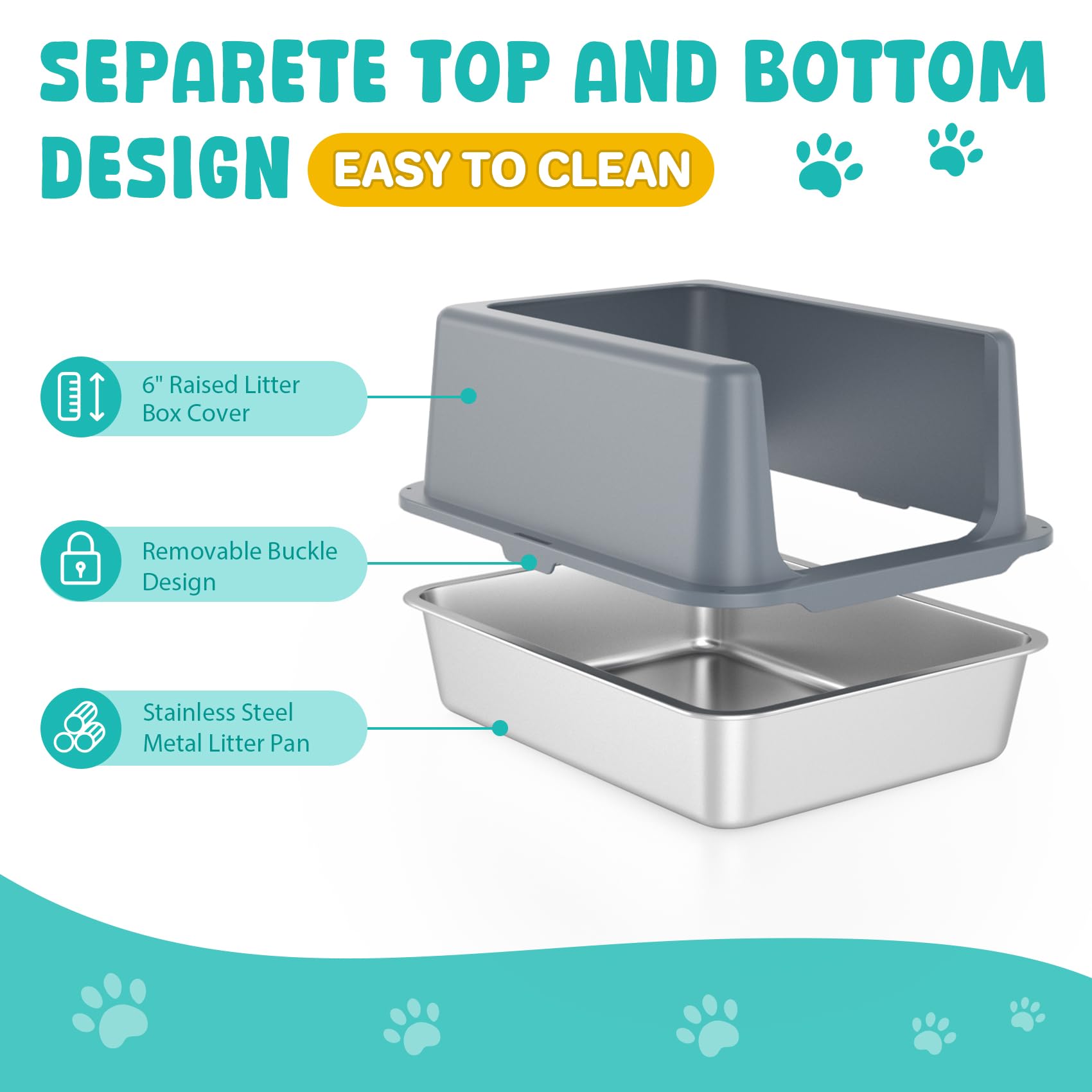 LIHOOOOM covered gray litter pan for privacy and odor containment.