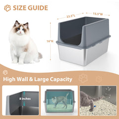 LIHOOOOM high-sides litter box image demonstrating contained mess and tidy surroundings.