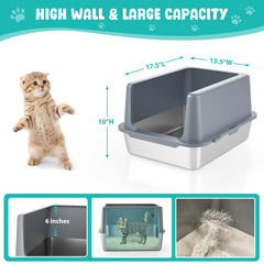 LIHOOOOM high-sides litter box provides spill prevention and privacy.