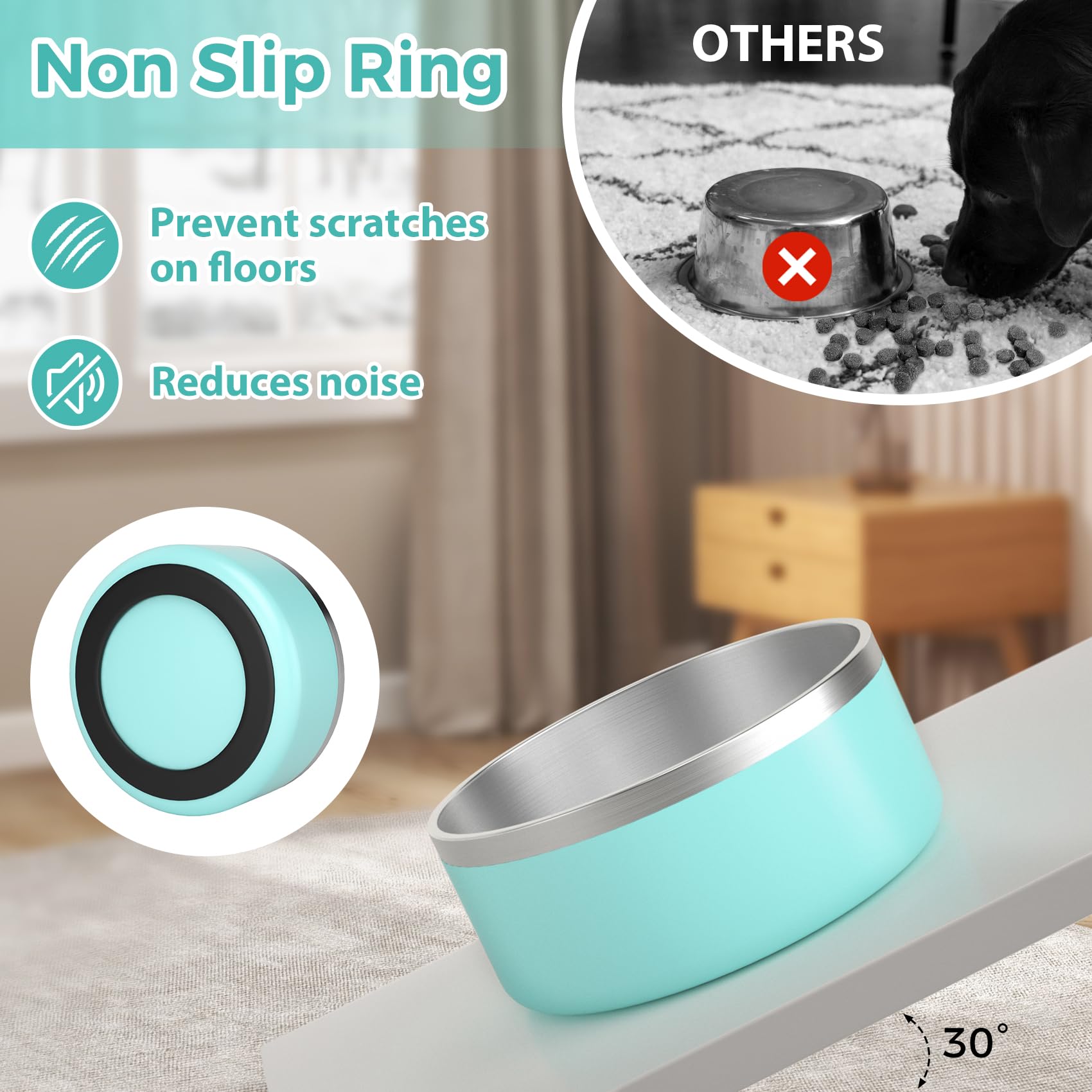LIHOOOOM stainless-steel dog bowl easy-clean surface simplifies maintenance after meals.