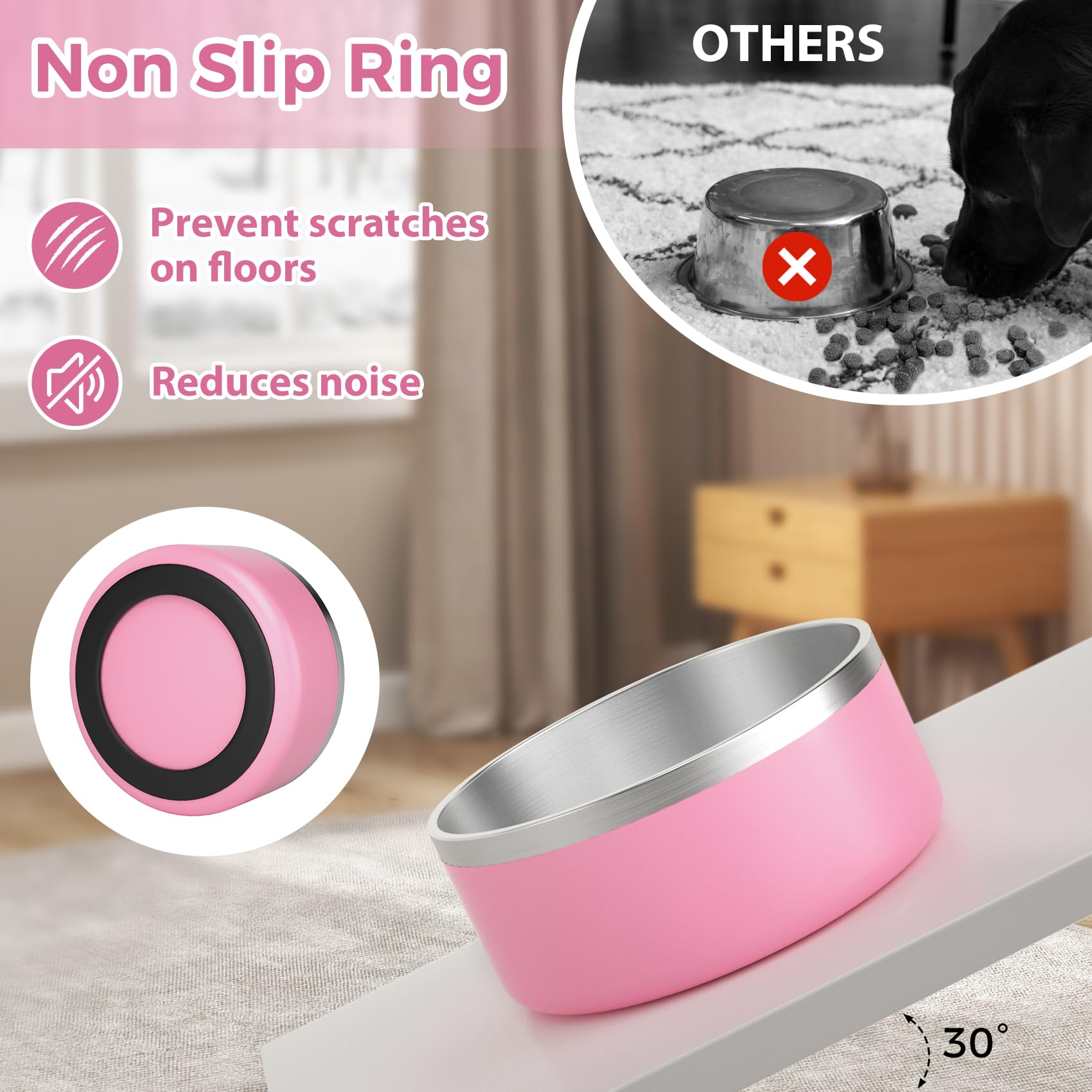 LIHOOOOM pink bowl suitable for large dogs and cats during meals