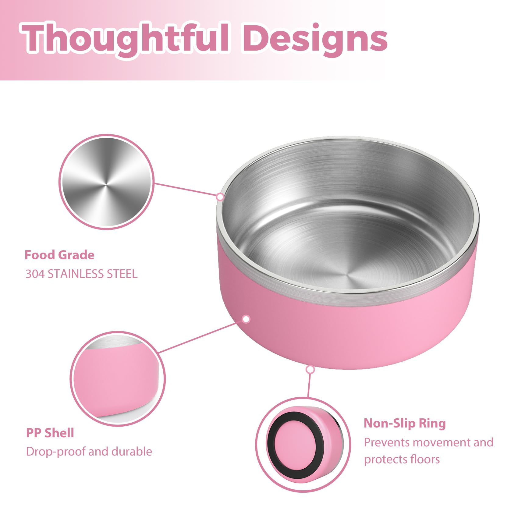 LIHOOOOM pink non-slip bottom prevents spills on hard floors