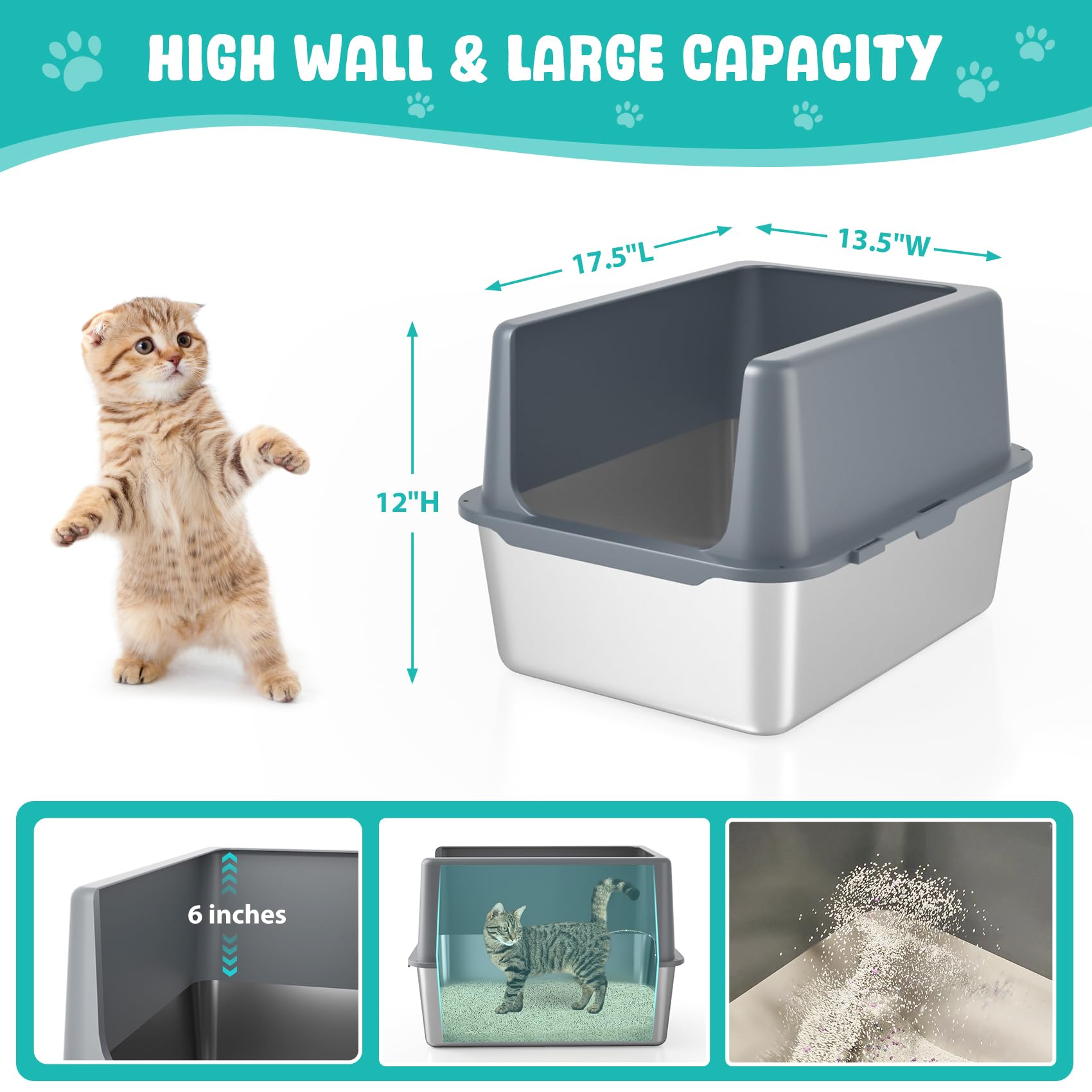 LIHOOOOM stainless steel litter box base highlights easy cleaning and odor control