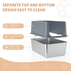 LIHOOOOM tall cat litter pan grey highlights privacy during use.