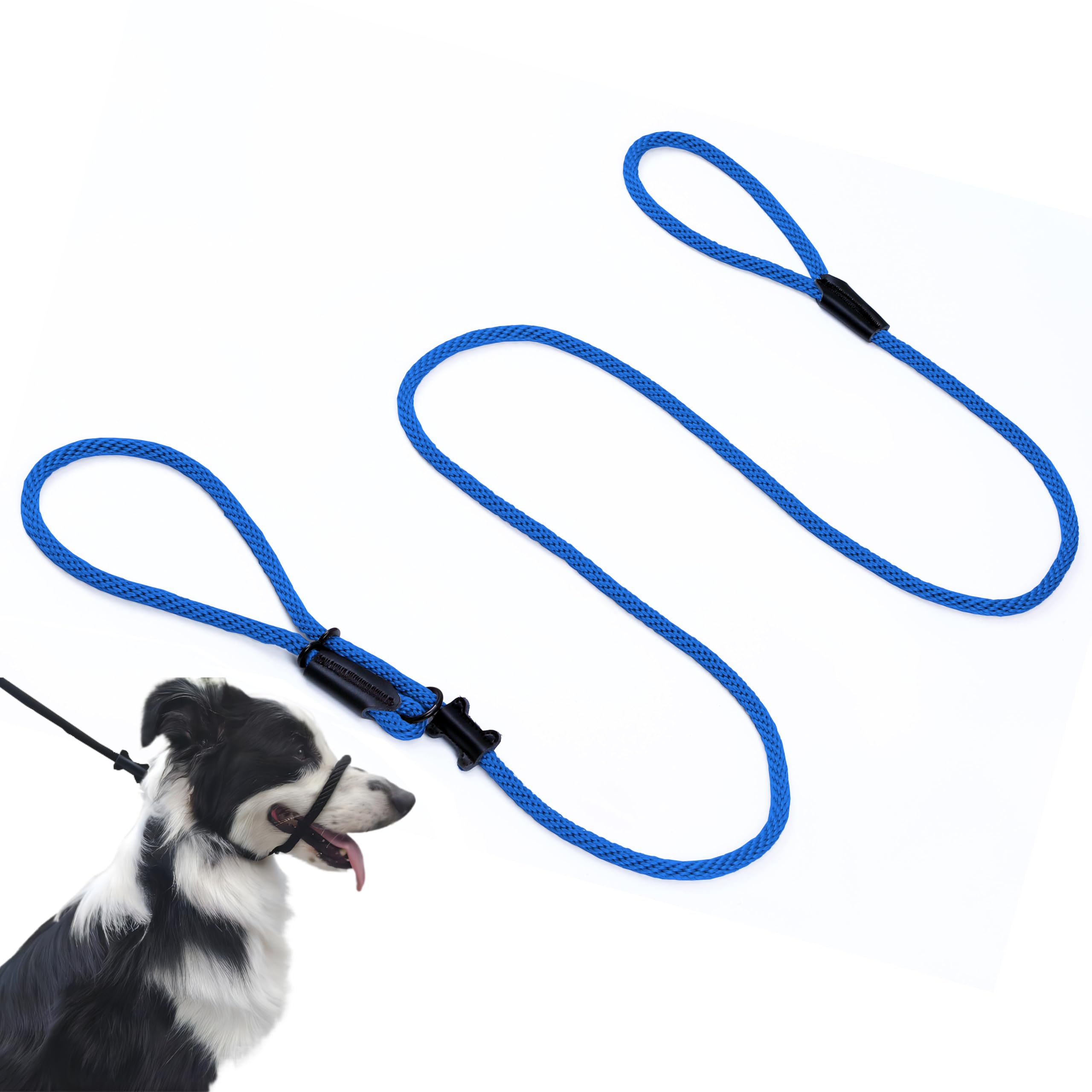 Lihtaiyi figure-8 head halter blue front view for controlled training and safer walks