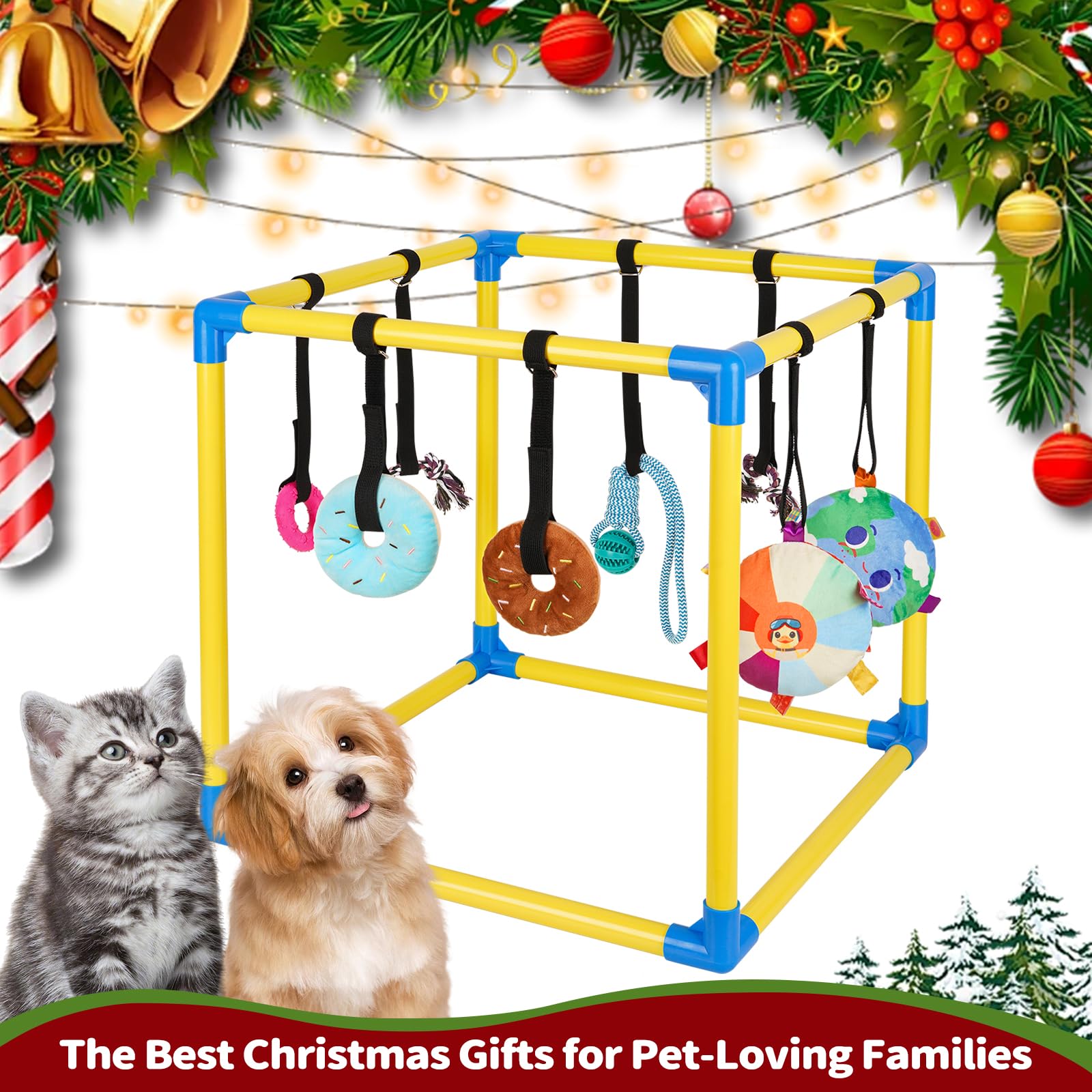 Liitrton double-knotted rope toy encourages grabbing and chewing during sessions.