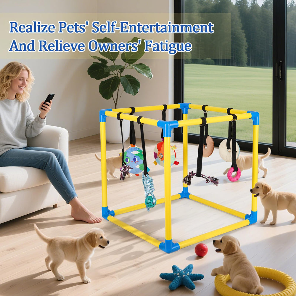 Liitrton elastic rope strap lets you adjust toy height for puppies.