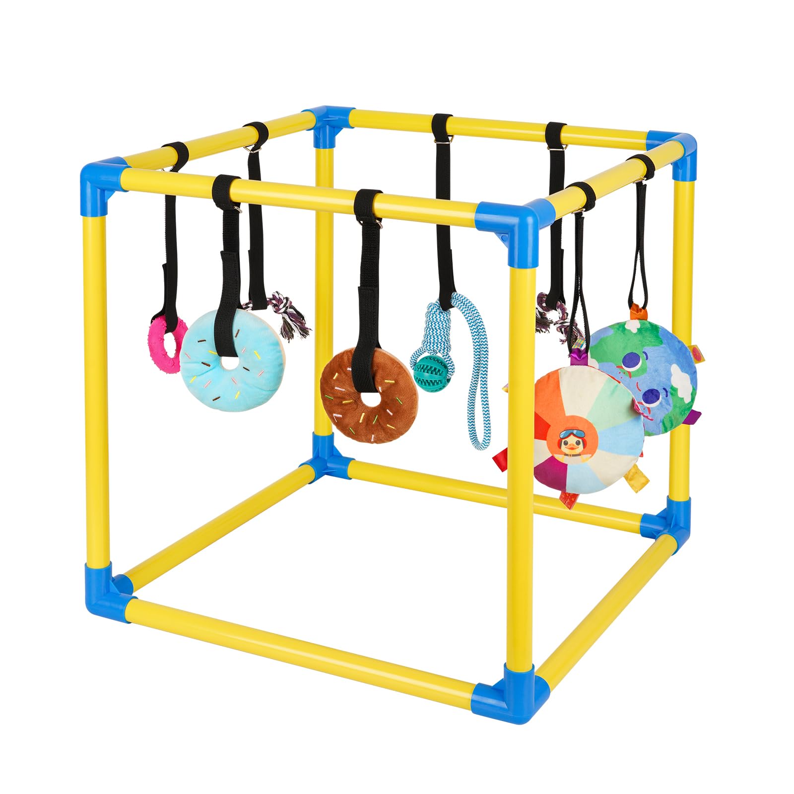 Liitrton Puppy Play Gym frame demonstrates a sturdy PVC frame for safe indoor play.