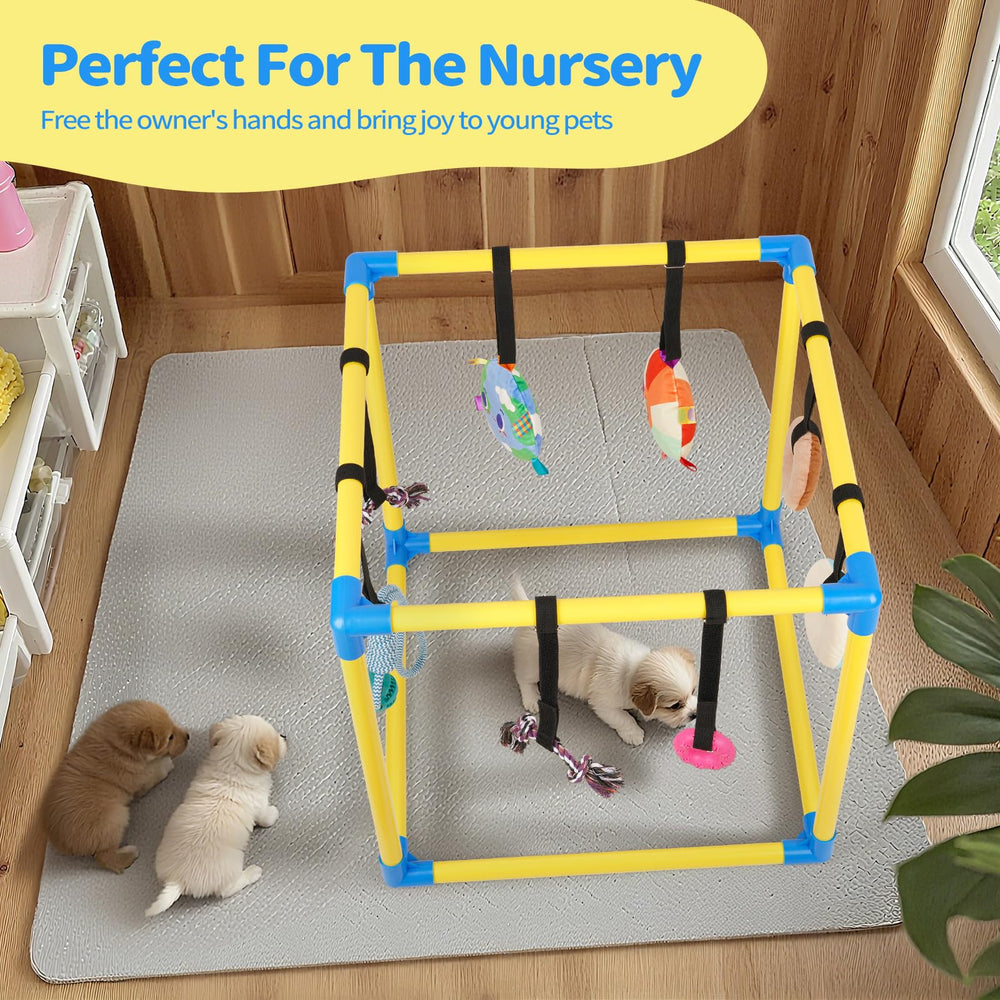 Liitrton tether ball toy provides dynamic tug-and-bounce fun.