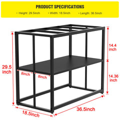 Likeem fish tank stand front view highlights powder-coated finish for rust resistance