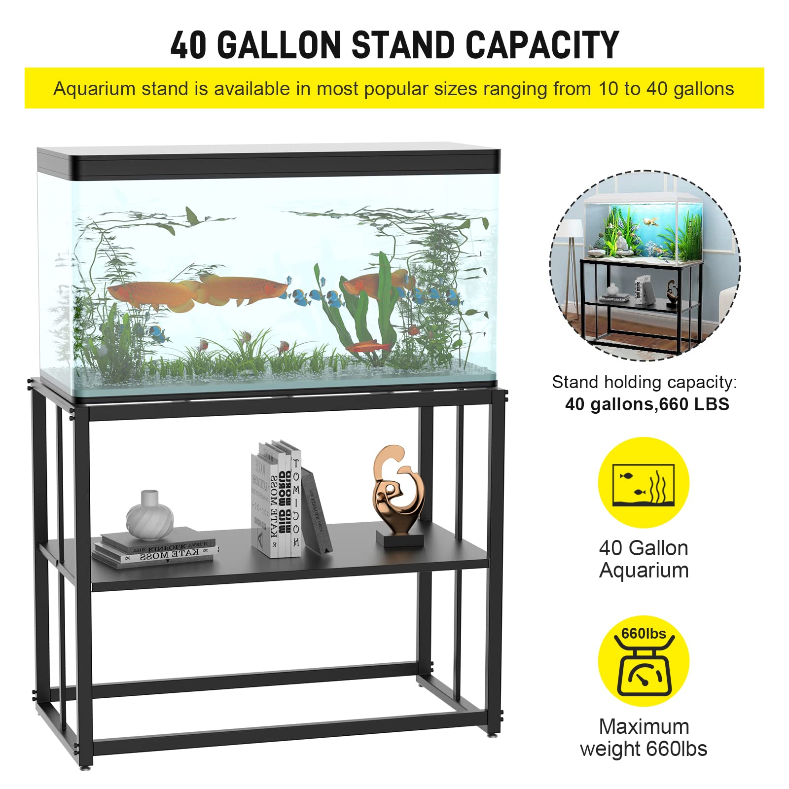 Likeem metal aquarium stand desk-ready shows modern design for home or office decor