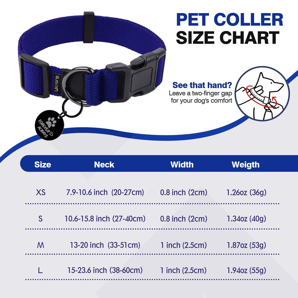 Likesing cotton soft dog collar adjustment range close up demonstrates easy fit