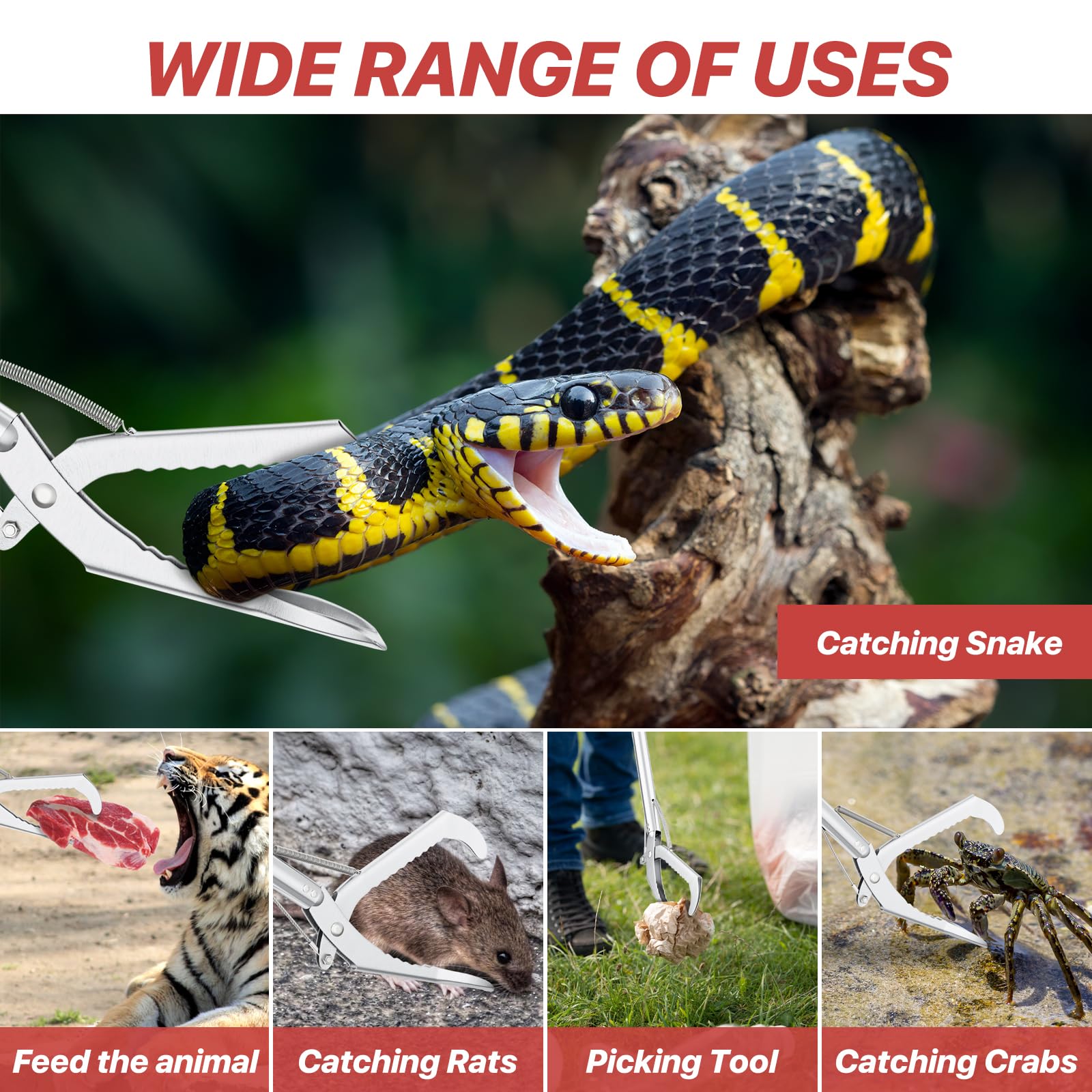 Likorlove snake grabber tongs multi-use tool for debris removal