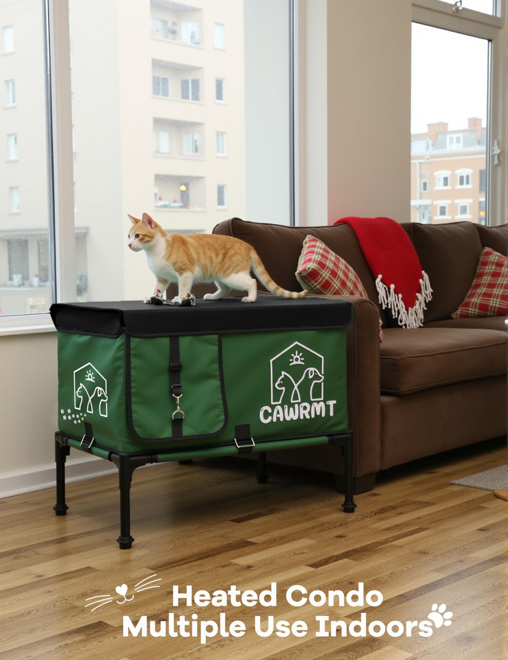 LiLadayd cat house windows provide ventilation while blocking rain for fresh air.