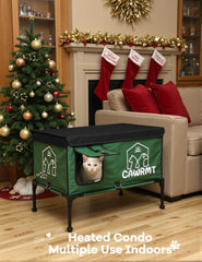 LiLadayd heated cat house with warming pad ready for chilly nights.