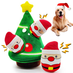 lilfrd Christmas dog toys Santa burrow close-up showcases interactive play.