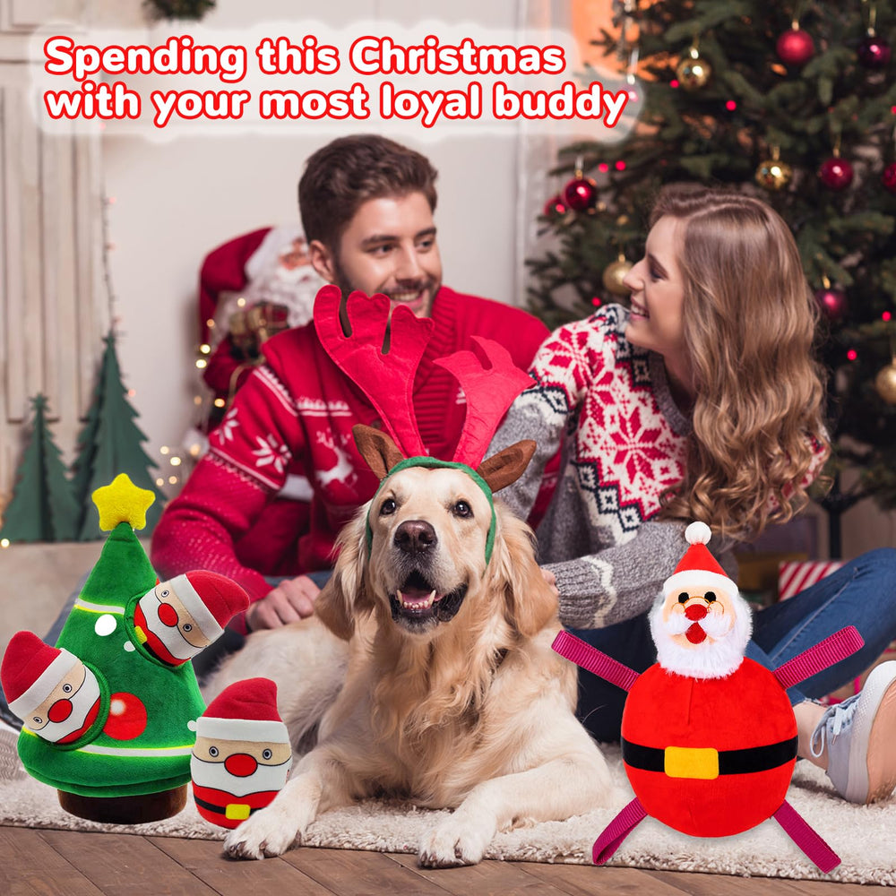 lilfrd dog toy set Christmas four-pack encourages playful rotation.