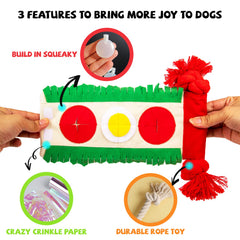 lilfrd squeaky-crinkle-rope-toy built-in squeakers encourage interactive play and fetch