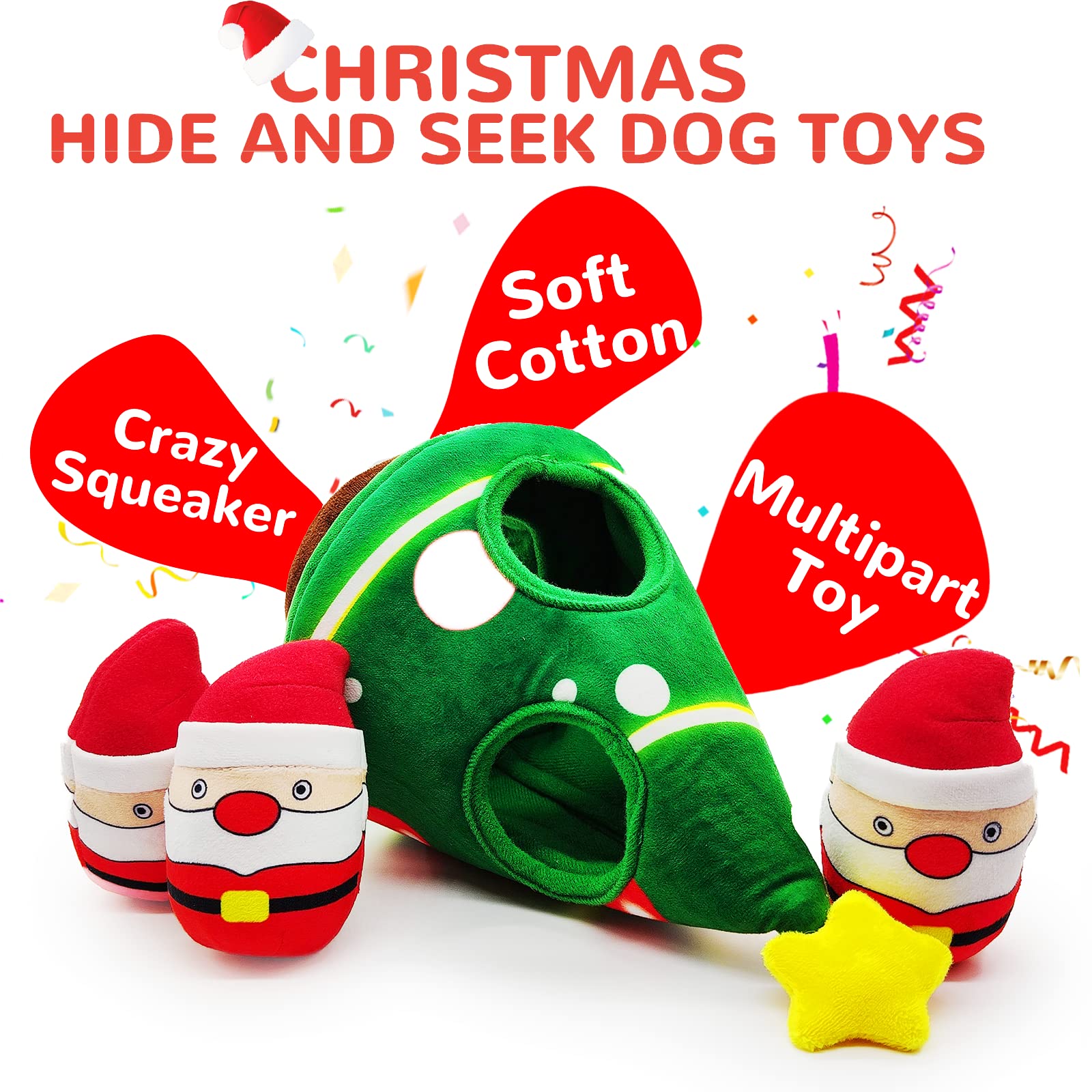 lilfrd squeaky Santa toy close-up highlights squeak-driven engagement and fun.