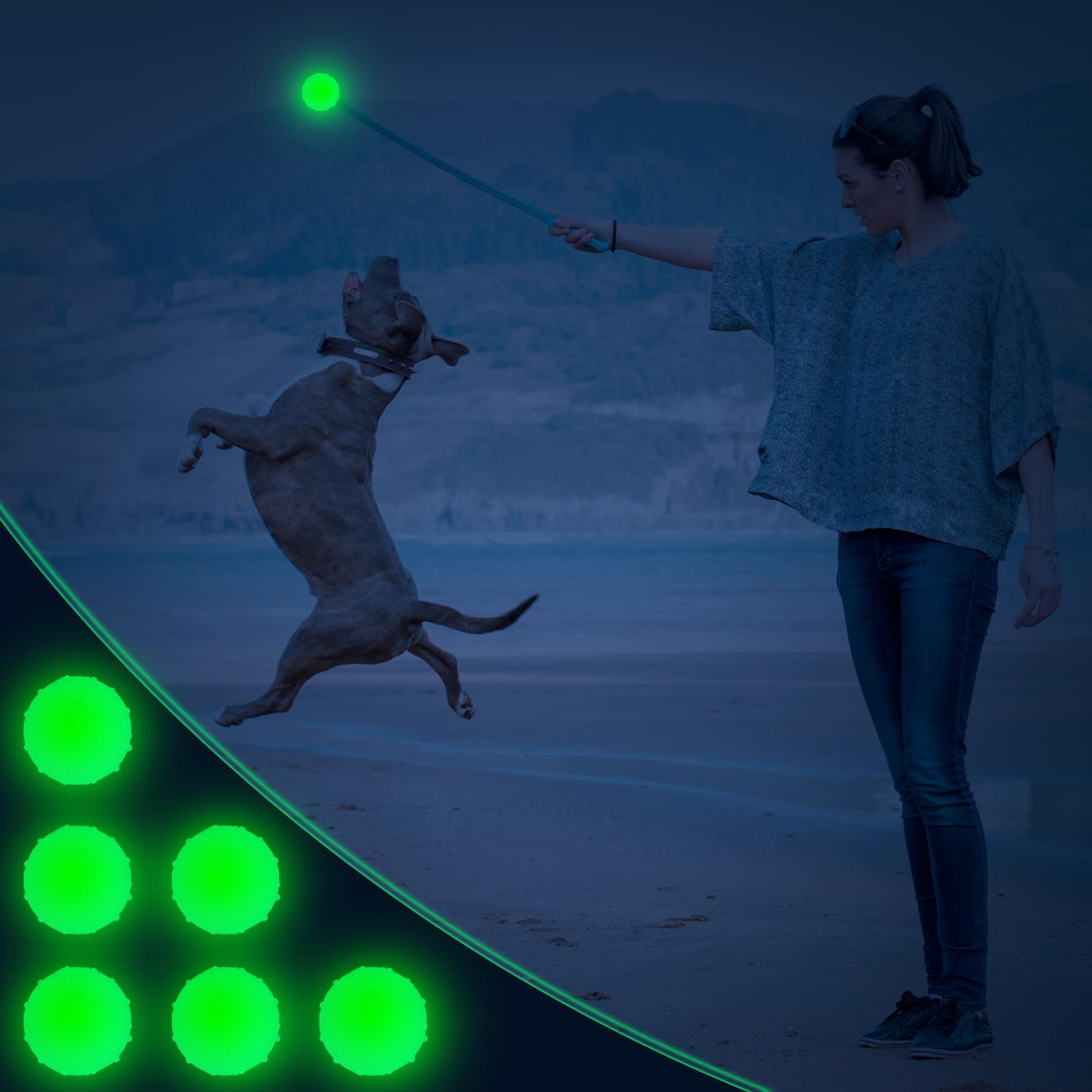 Liliful durable rubber dog ball withstands chews while keeping play safe.