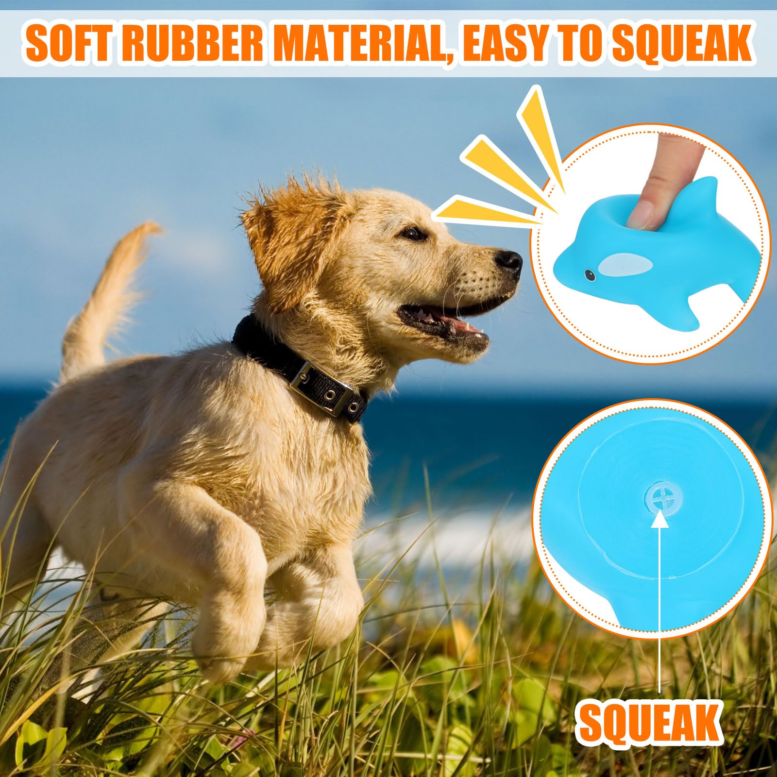 Liliful floating squeaky-dog-toy helps water-loving dogs enjoy fetch in pool or lake.