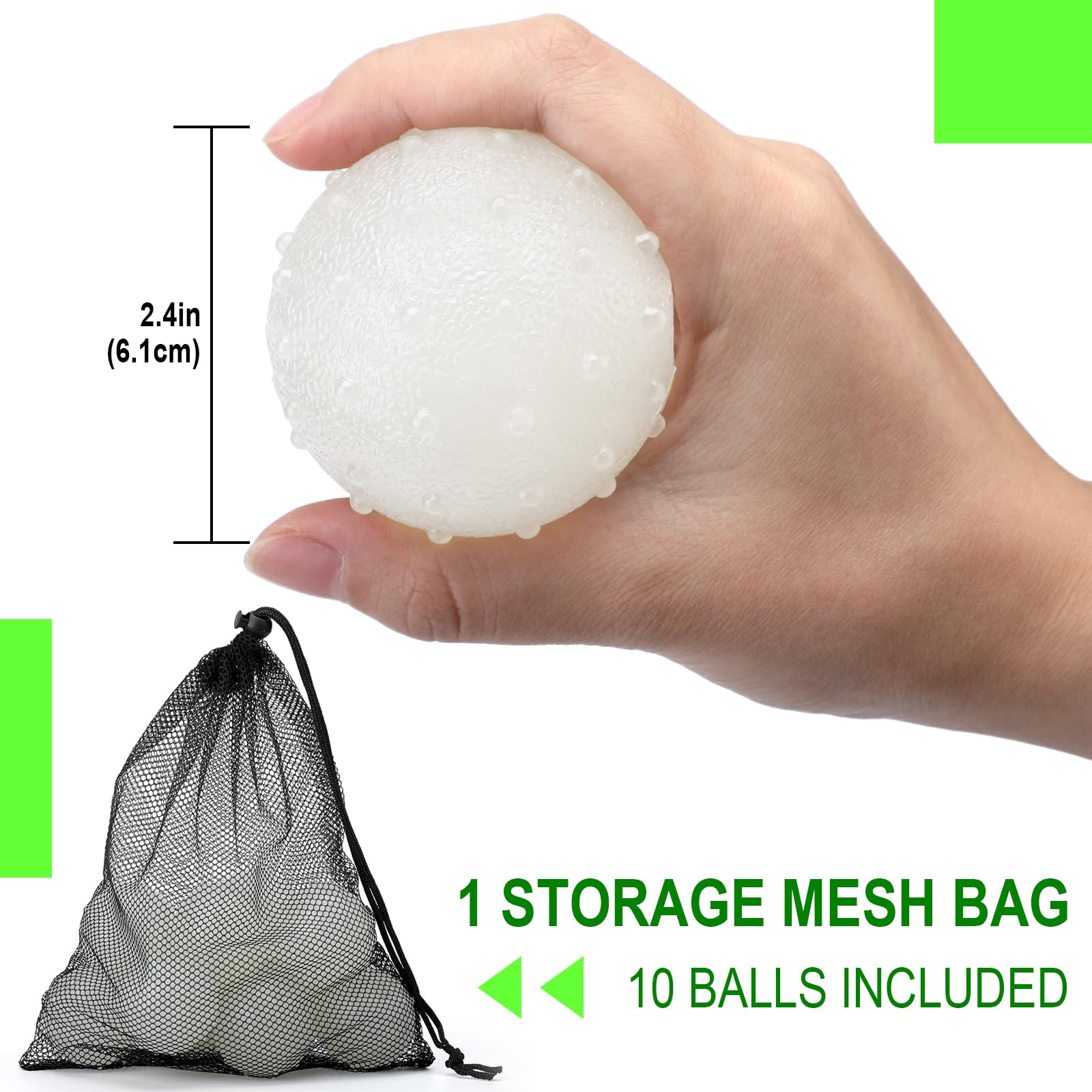 Liliful glow dog ball with mesh bag for portable storage.
