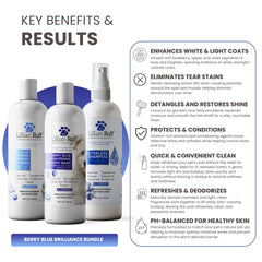 Lillian Ruff Blueberry Waterless Shampoo bottle provides quick refresh between baths.