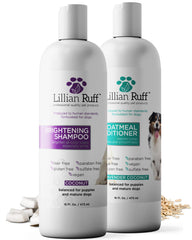 Lillian Ruff Brightening Shampoo pour bottle for gentle whitening and cleansing.
