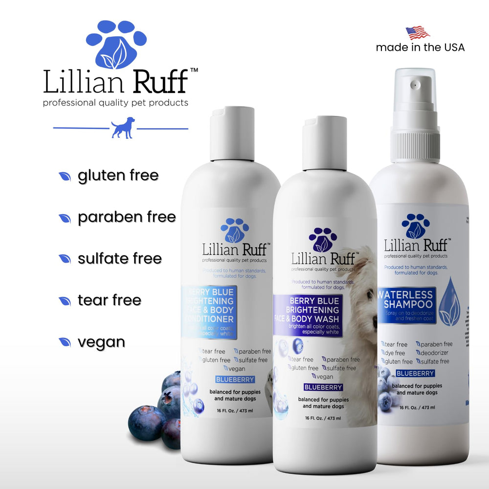 Lillian Ruff coat shine before and after shot suggests visible grooming results.