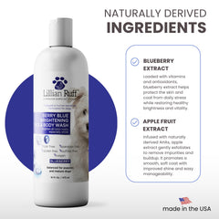 Lillian Ruff Berry Blue face and body wash highlights comprehensive coat care.