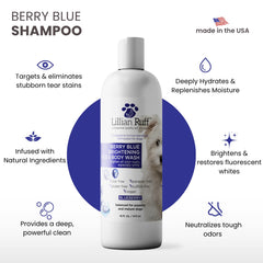Lillian Ruff PRO Berry Blue Shampoo creates rich foam for spa-like baths.