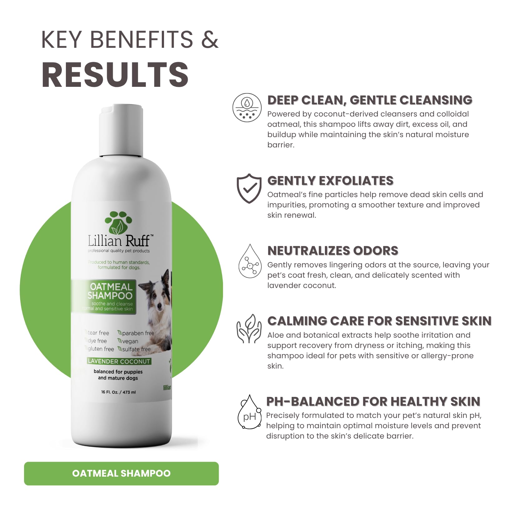 Lillian Ruff PRO formula oatmeal and aloe ingredients close-up for hydration.