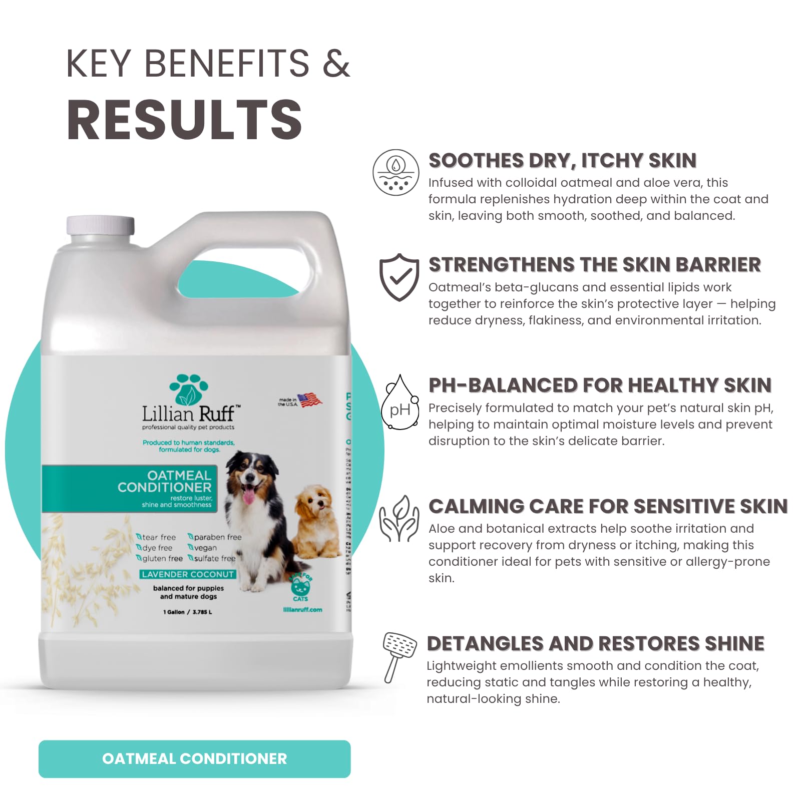 Lillian Ruff PRO Formula Oatmeal conditioner creamy texture enables easy detangling and softness.