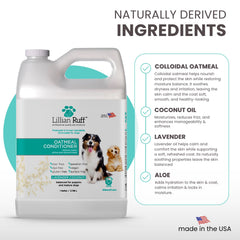Lillian Ruff PRO Formula Oatmeal conditioner lavender-coconut scent enhances calming bath-time routines.