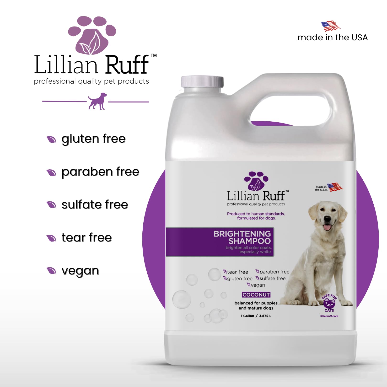 Lillian Ruff PRO Formula Ultra Brightening Dog Shampoo after-bath coat feels refreshed