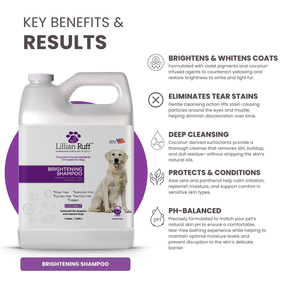 Lillian Ruff PRO Formula Ultra Brightening Dog Shampoo violet pigments concentrate whitening