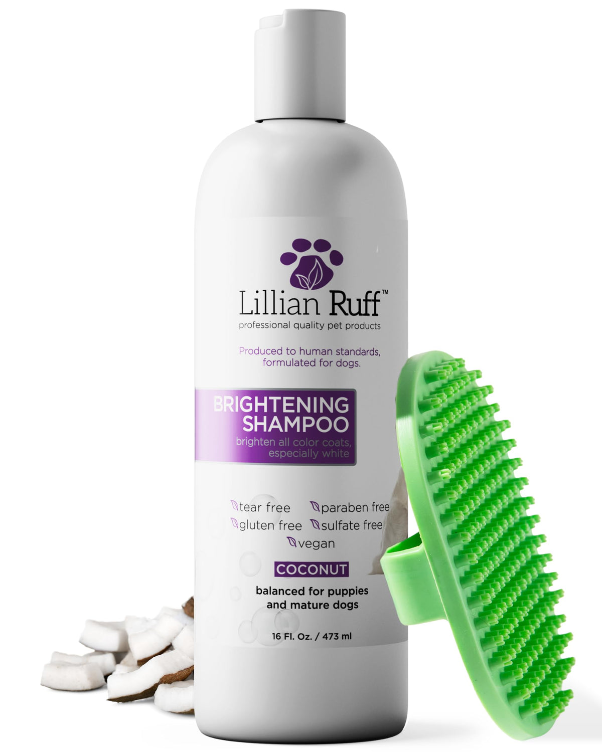 Lillian Ruff PRO Brightening Shampoo bottle with rich lather brightening all coat colors