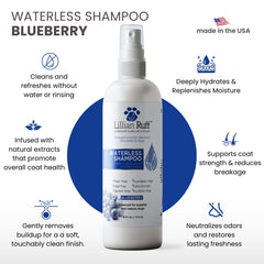 Lillian Ruff waterless spray application for quick on-the-go grooming