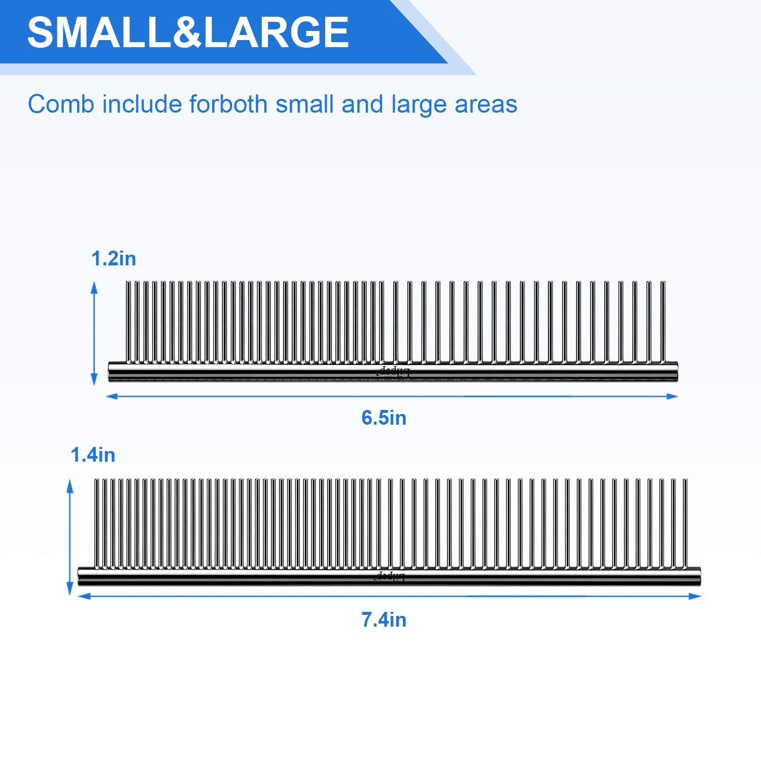Lilpep dog comb shown on dry fur for effective detangling.
