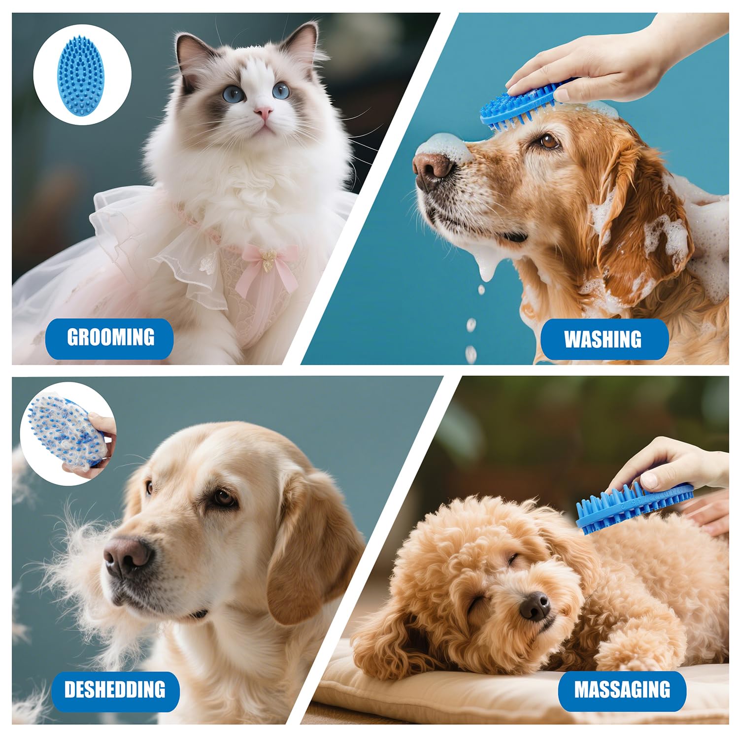 Lilpep Dog Brush non-slip-handle ensures secure grip for confident brushing.