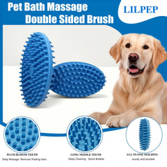 Lilpep Dog Brush soft-rubber-bathing surface minimizes skin irritation during baths.